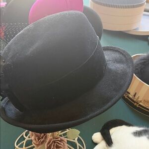 Elegant Black Felt Hat by Louise Green